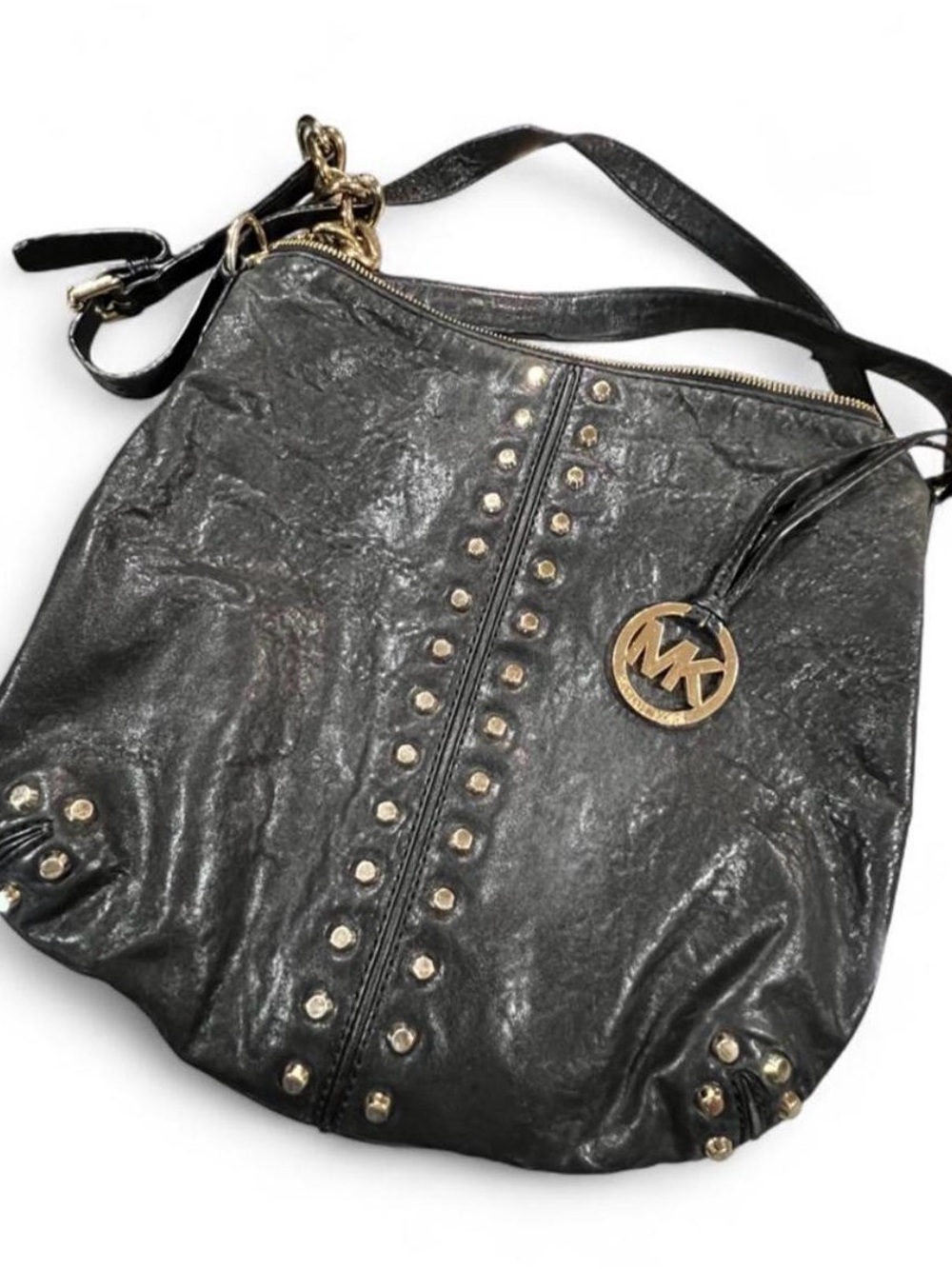 Michael Kors Black Studded Leather Shoulder Bag